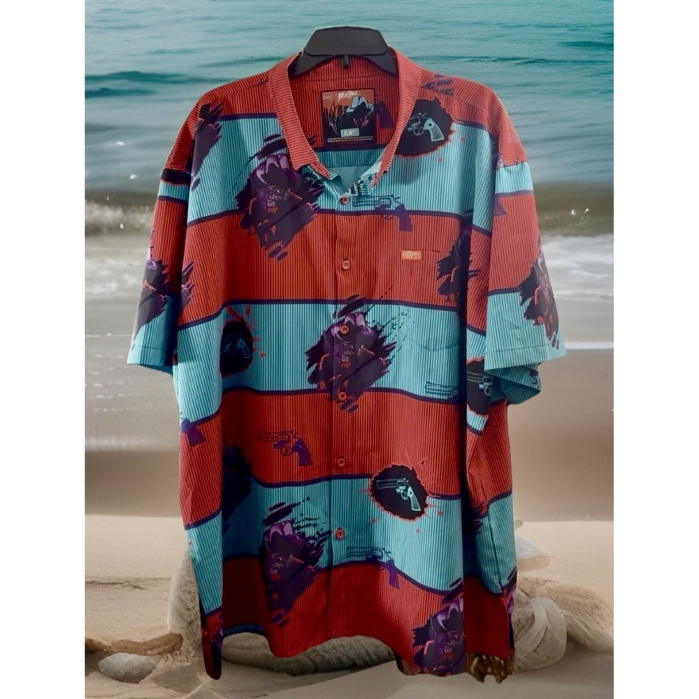 Retro Rifle Shirt Mens 3XL ColoblStretch Button Up Nightmare on Elm Street Movie